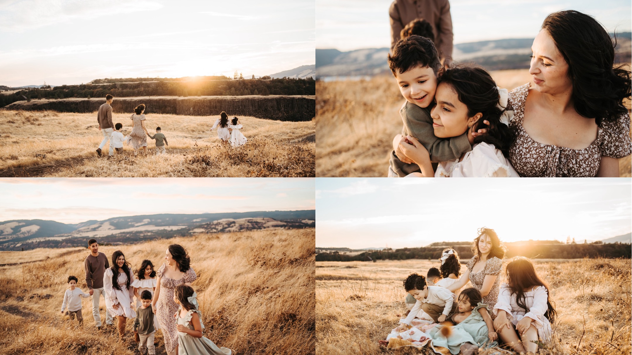 September family photo session at the gorge with golden light