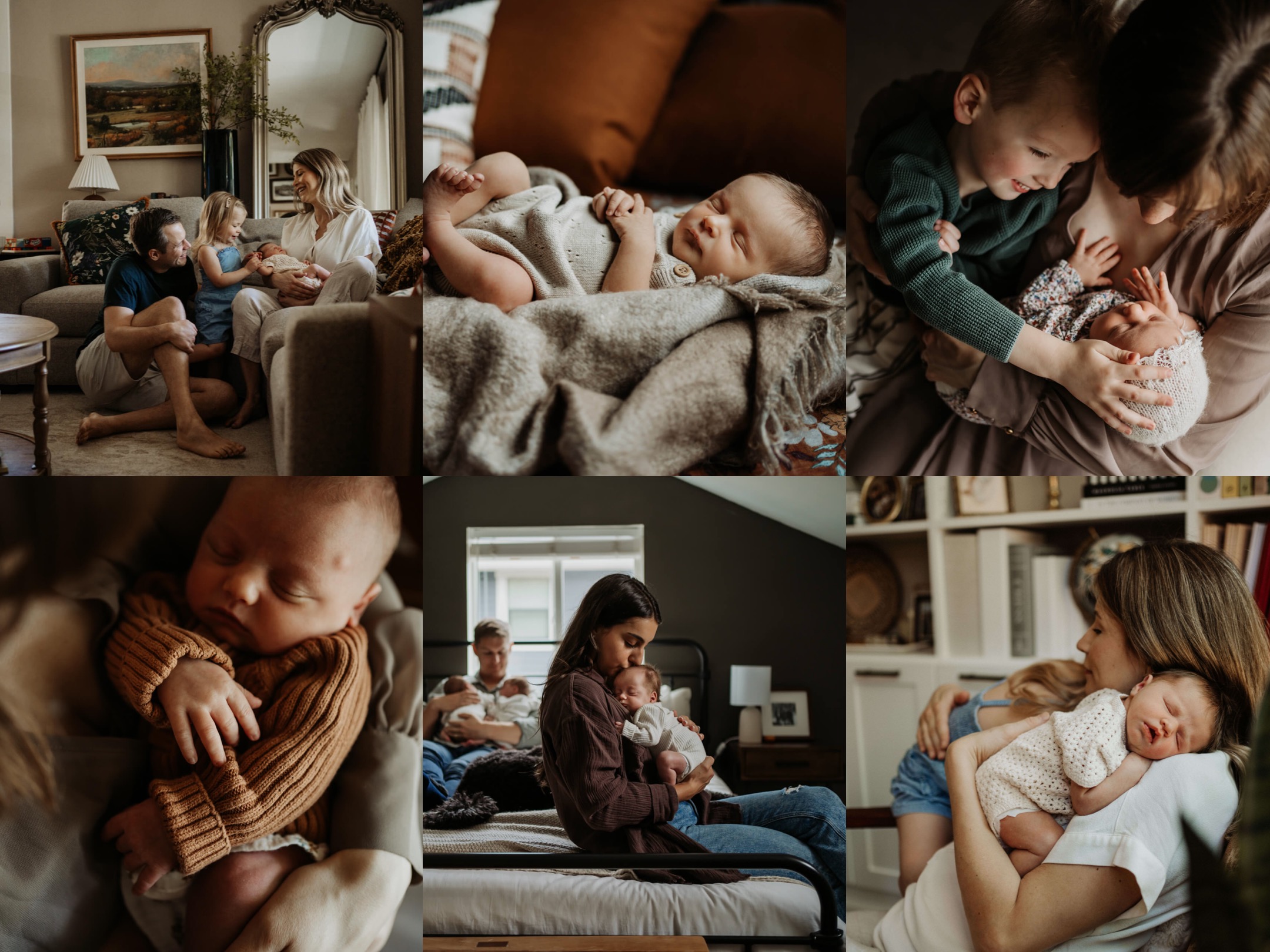 6 photos of newborn babies and their family